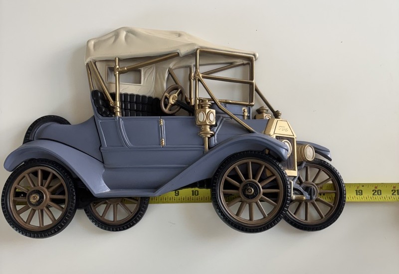 Vintage Burwood Products Company Blue and Gold Model-T Car Wall Art Plaque 1977