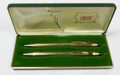 Vintage Cross 4501 Ballpoint + Pencil Set  10kt filled USA VERY CLEAN & TESTED