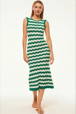MISA Los Angeles Rosalba Crochet Knit Maxi Dress Emerald Small NWT