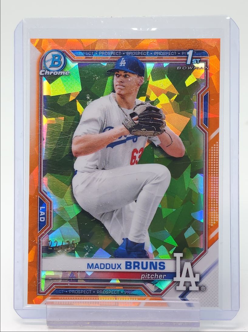 MADDUX BRUNS 2021 BOWMAN CHROME DRAFT 1ST SAPPHIRE EDITION ORANGE /25 Q0588