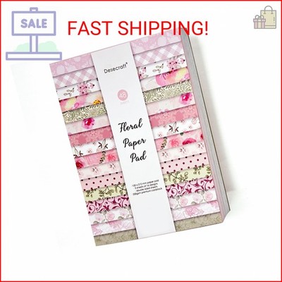 Desecraft 48 sheets Spring Vintage Scrapbooking Cardstock Decorative Paper Pack