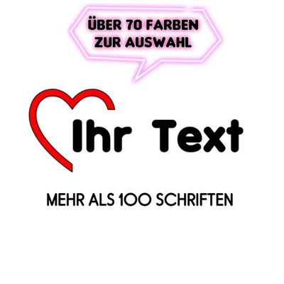 Auto Aufkleber WUNSCHTEXT Name 2 Farbig Schriftzug Tuning bis 20cm sticker Herz