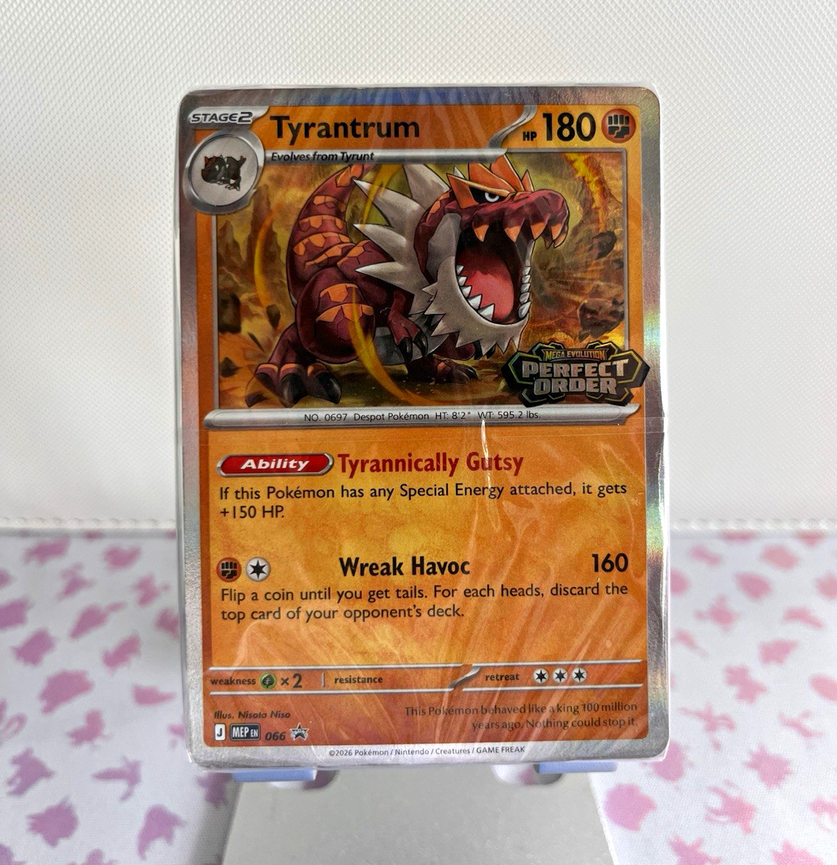 Pokemon 2026 SEALED Tyrantrum MEP066 Holo Pre-Release Stamped Promo NM