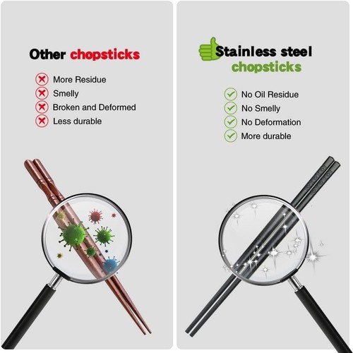 Elegant Black Fiberglass Chopsticks: 5 Pairs, 9.4 Inch Non-Slip Ideal for Sushi - Picture 6 of 9
