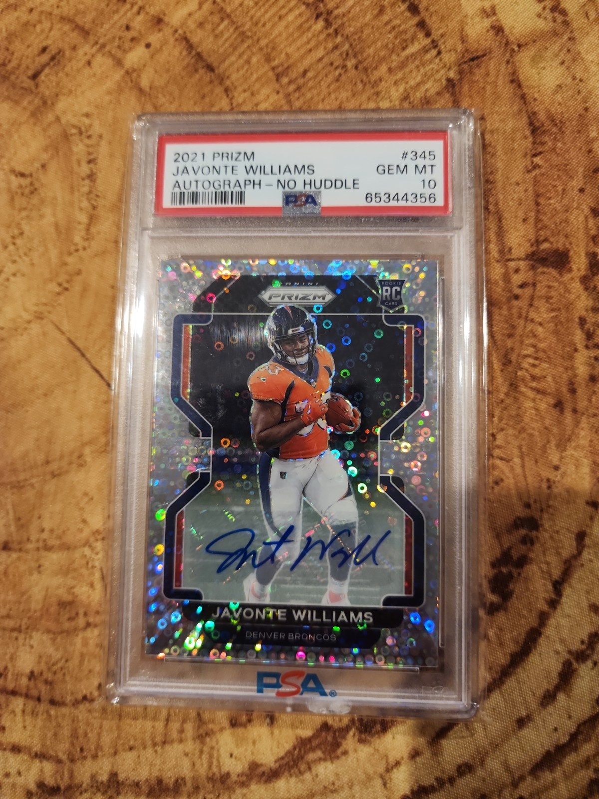 Javonte Williams Panini Prizm #345 Autograph No Huddle