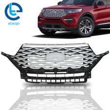 For Ford Explorer 2020-2022 Front Bumper Grille Upper Mesh Grill Radiator Silver