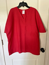 On  Qor Unisex Scrub Top Size L Red New