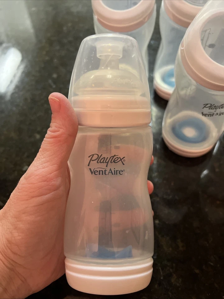 Lot Of 6 Playtex Baby Ventaire Anti Colic Baby Bottles 9oz Bottle 3 With Nipples - Image 2 of 3