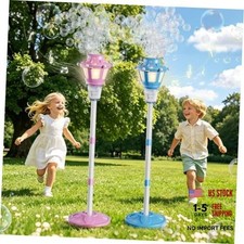 2 Pack Street Lamp Bubble Machine with Light - Rechargeable - Pink  Blue