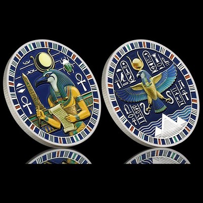 Horus Ägyptischer Gott Münze Altägypten Pyramide Hieroglyphen Falke Sammlerstück