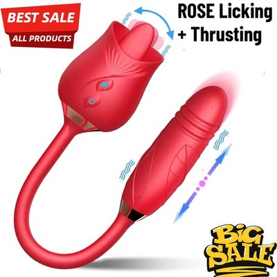 2in1-for-Rose-Women-Sucking-Thrusting Vibration-Clit-Nipples Lick-use-Lubricants