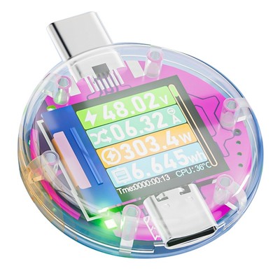 Fafeicy Tester USB Type-C Multifunzionale - Voltmetro E Amperometro Digitale DC 4-30V 0-5.1A Con Display, Misuratore Di Capacità E Potenza (Bianco) - 3
