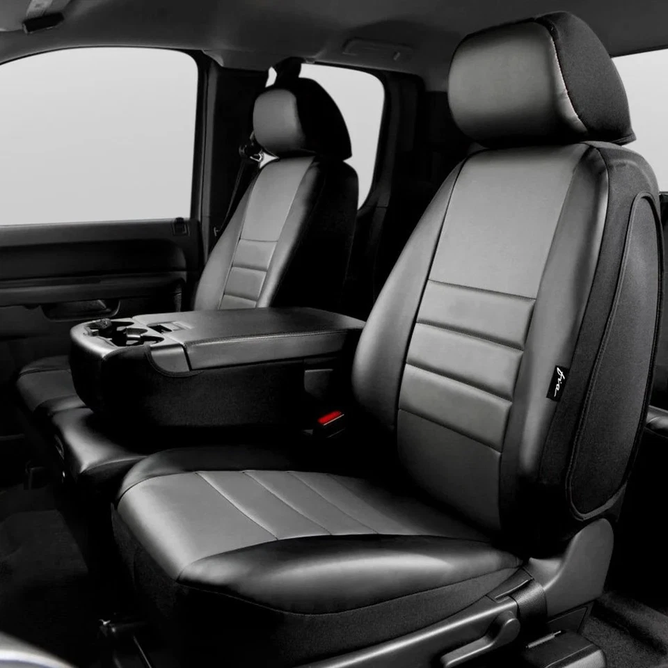 For Chevy Silverado 1500 03-07 Seat Covers LeatherLite Series 1st Row Black & Foto 3 de 4