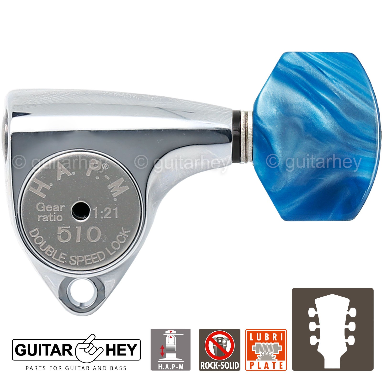 NEW Gotoh SGV510Z-P9 HAPM L3 R3 Locking Tuners Adjust. Post Height 3x3 - CHROME