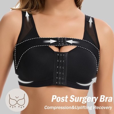 Womens Front Closure Post-Surgery Compression Bra Posture Corrector Shaper Tops