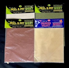 Lot of 4 Vintage Burlap and Velvet Peel and Pat Sheets New NIP