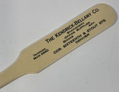 Antique Vintage Celluloid Hard Plastic Advertising Letter Opener Denver Colorado