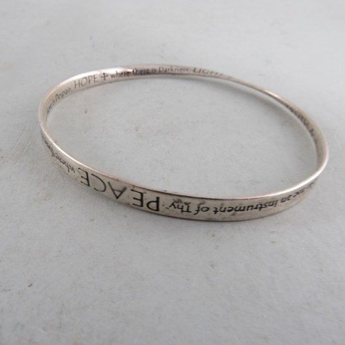 Laural Elliott DVB Sterling Silver 925 St Francis Peace Prayer Mobius Bangle - Imagen 7 de 7