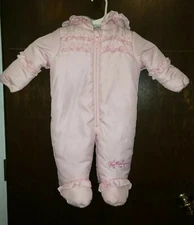 Weatherproof Baby Bunting 6/9 Months Snow Suit Pink with Hood