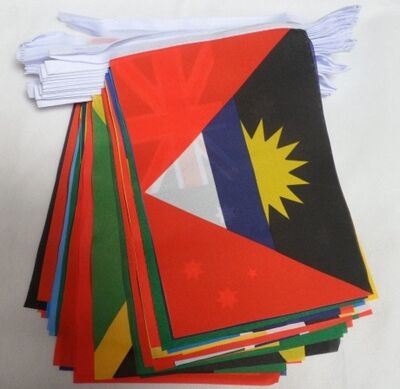 54 COMMONWEALTH COUNTRIES 16 meters BUNTING FLAG 54 flags 9'' x 6'' - 54 NATIONS