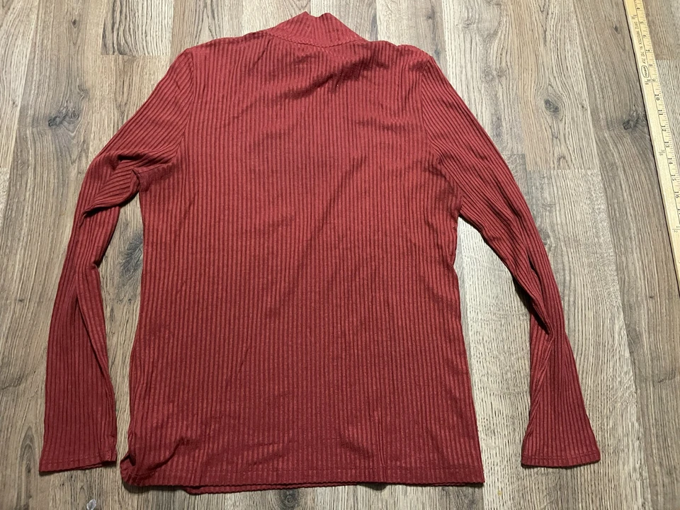 Camisa Rachel Zoe, Para Mujer Talla Mediana, Naranja, Manga Larga, Cuello Simulado Foto 2 de 4