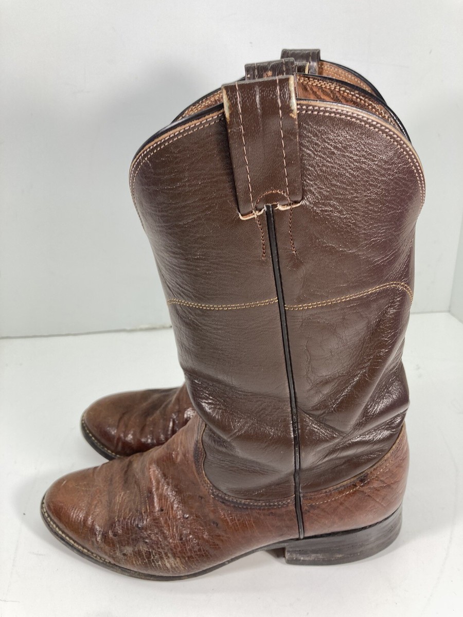 NOCONA Mens Size 8 D Two Tone Brown Leather Smooth Ostrich Cowboy Western Boots Men main image 3