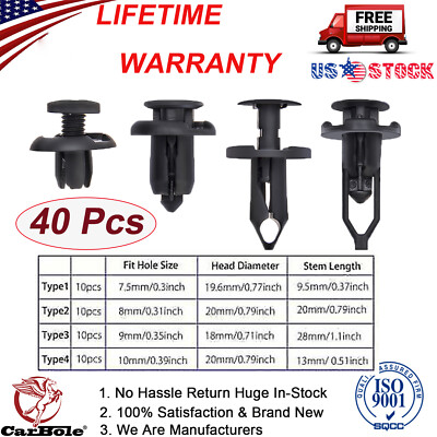 NEW Car Push Retainer Pin Body Bumper Rivet Trim Moulding Clips Parts Kits 40PCS