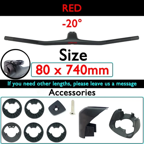 Full Carbon MTB Bicycle Integrated Cockpit Handlebar 740-780mm -20° UD Matte - Picture 17 of 48