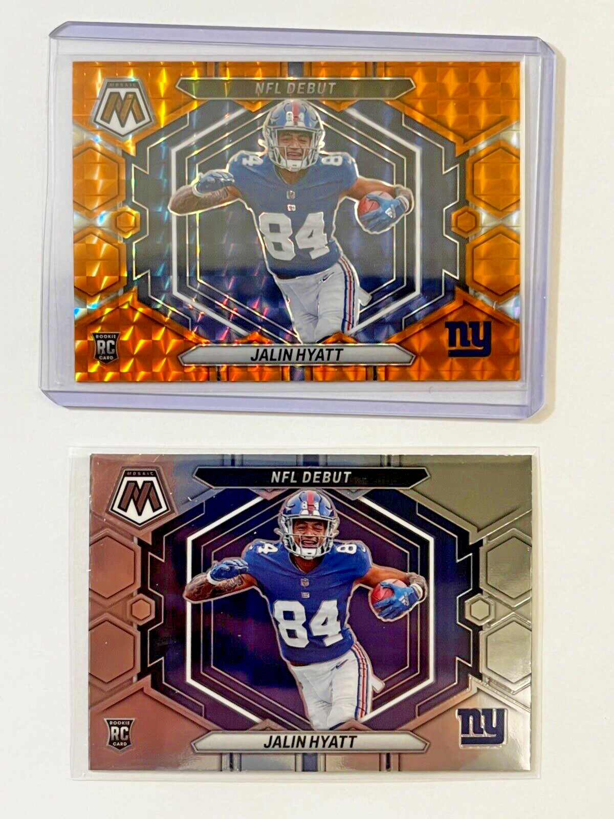 2023 Panini Mosaic ORANGE PRIZM NFL DEBUT #d/199 Jalin Hyatt New York Giants RC