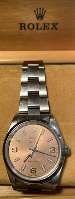 Rolex Air King #114200 34mm Salmon Dial Smooth Bezel Original ROLEX BRACELET