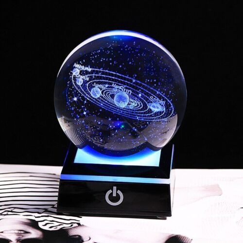  Globo pianeta cristallo 80 mm sfera incisa laser 3D con interruttore touch - Foto 1 di 25
