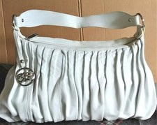 Tosca Blu ~white/ivory Zip Handbag~lamb Leather~cotton Lining~logo Charm~16x10x4