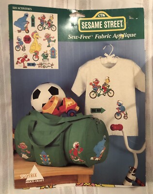 New SESAME STREET SEW-FREE FABRIC APPLIQUE Big Bird Bert Ernie ++ Spectrix 1994