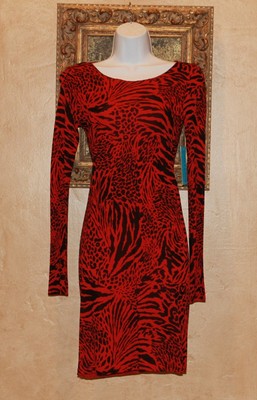 red and black animal print dress