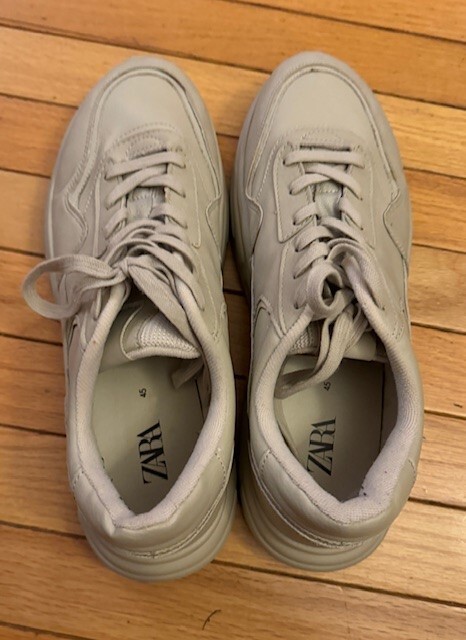 Pre-Owned Zara Men Beige Leather Sneakers Size 11 (US) 45  display picture 3