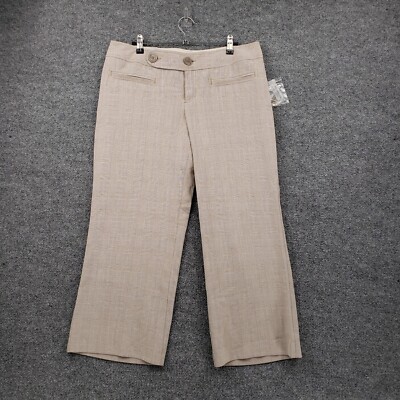 Mossimo Pants Womens 10 Beige Crop Low Rise Wide-Leg Modern Fit Glen Plaid NEW