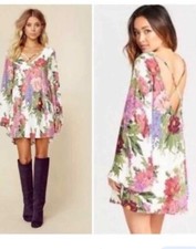 Show Me Your Mumu Medium Joni Flow Mini Dress Floral Boho Bell Sleeve Festival