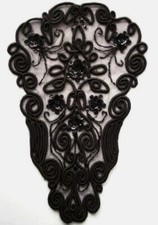 Vintage Black Sequin/Bead/Thick Soutache/Tulle 9" x 14" SQ-115