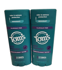 Lot of 2 - Tom's of Maine Aluminum-Free Deodorant  Wild Lavender  3.25 oz