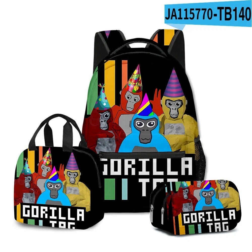 Gorilla tags 3D Print 3pcs/Set Laptop Daypack Backpack Lunch bag Pencil Case image 9