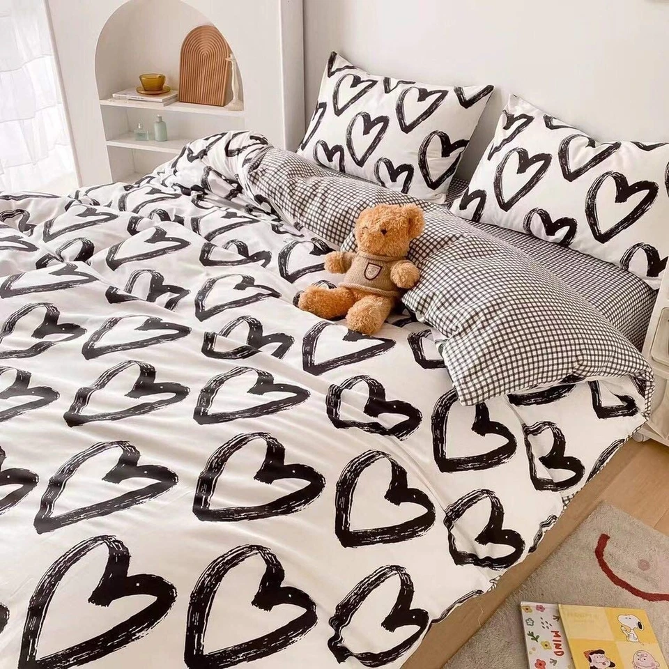 Juego de edredón Houseri Love juegos de cama en forma de corazón king blanco y negro com... Foto 4 de 4