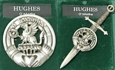 Hughes O' hAodha Irish Clan Crest Pewter Badge or Sword Pin
