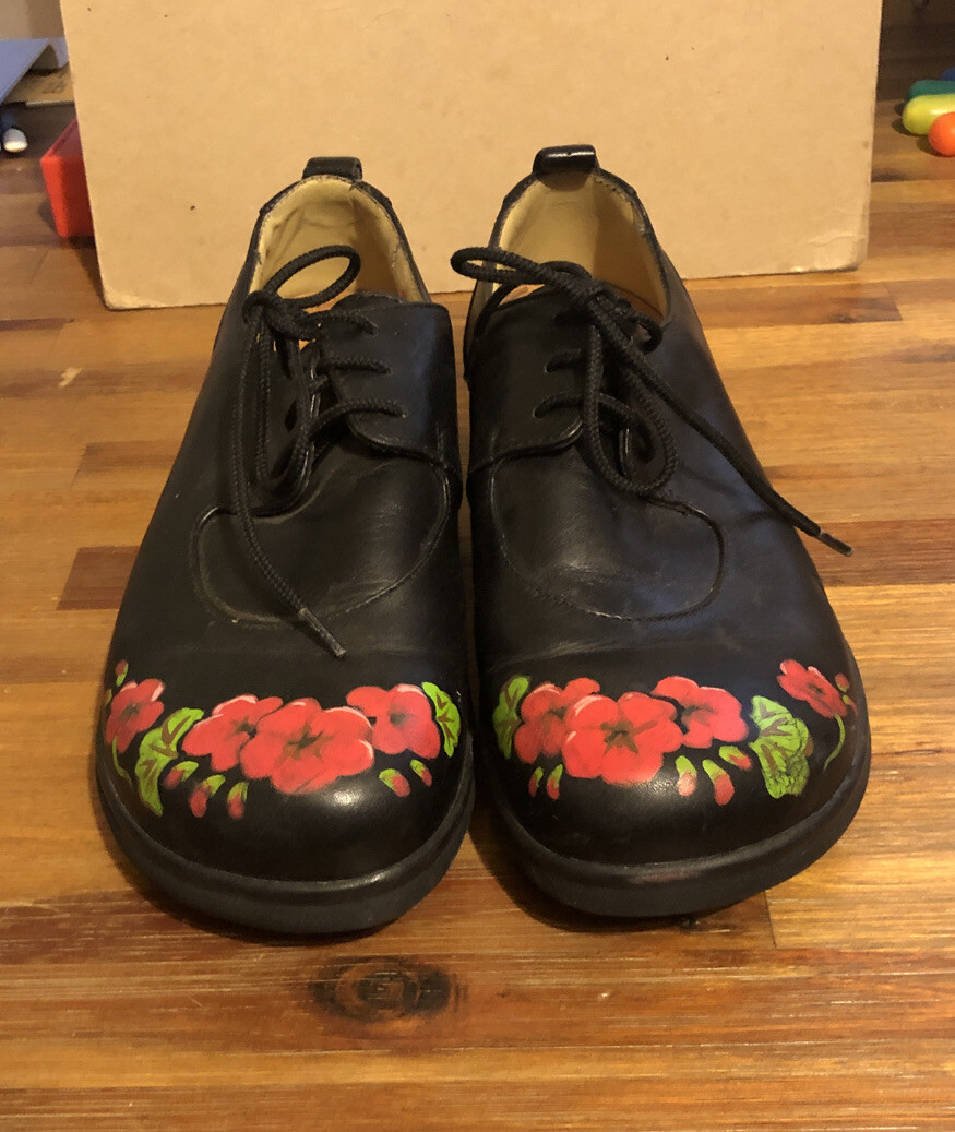 Footprints by Birkenstock 240/37 Black Leather Shoes Oxfords 