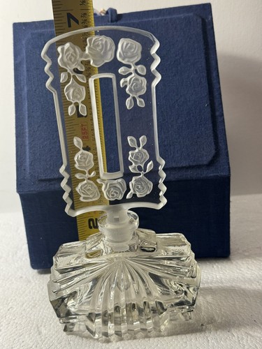 VTG Perfume Bottle W Stopper Bohemian Czech Hand Cut Glass Art Deco - Picture 16 of 18