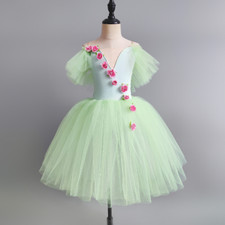 Green Long Romantic Ballet Professional Leotard Costume Ballet Dress Tutu Skirts