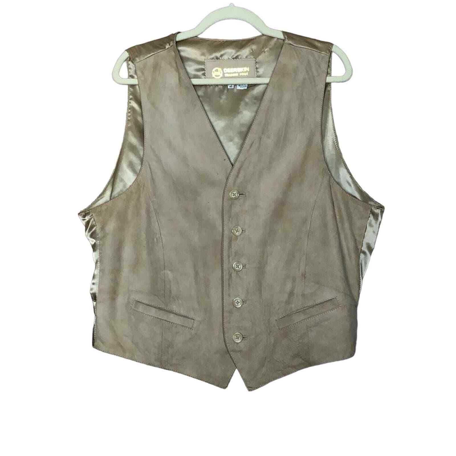 Men's Deerskin Trading Leather Vest Tan Size 46 - image 1