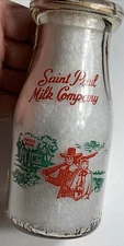 Minty Saint Paul Milk Bottle Puritan Brand 2 Color ACL Half Pint Beautiful