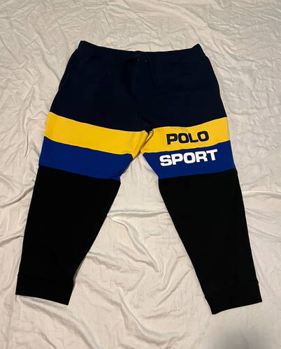 POLO RALPH LAUREN SPORT MENS PRE OWNED SWEATPANTS BLUE/YELLOW 3XB