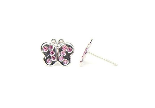 14K massiver Weißgold Schmetterling Schraubverschluss Ohrstecker mit CZ - Bild 7 von 15