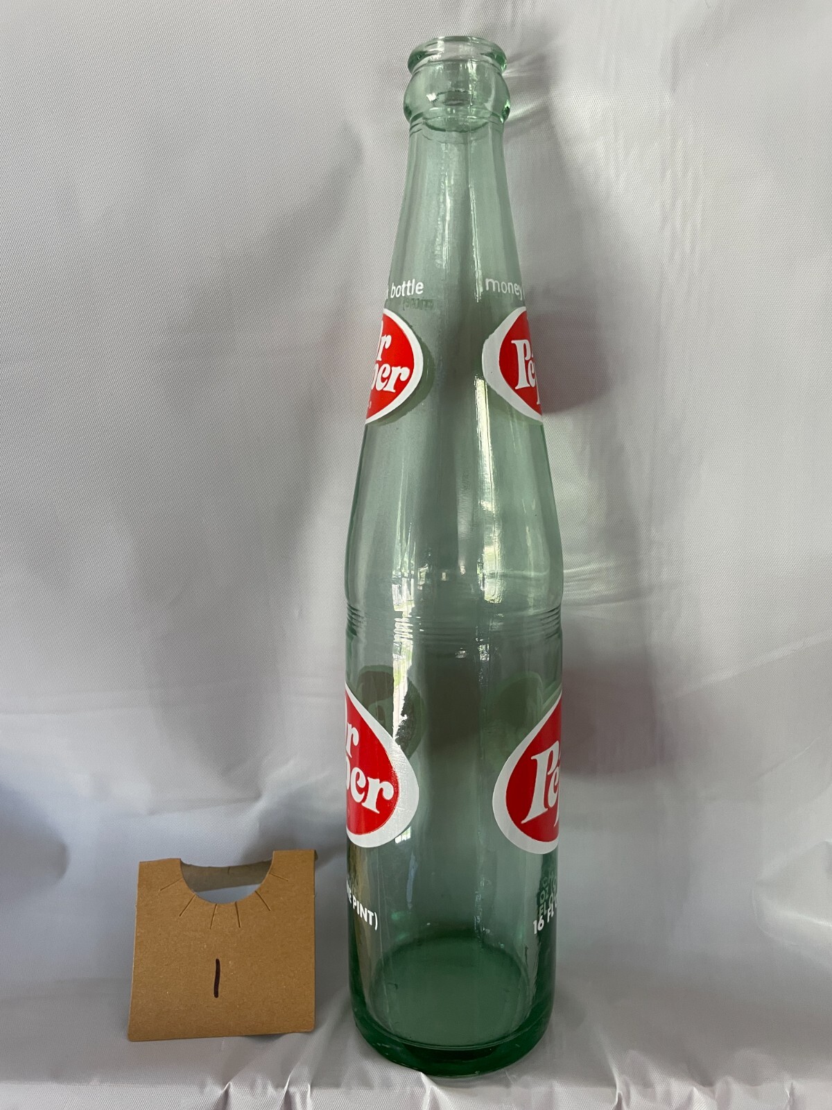 VINTAGE 1982 DR PEPPER 16 OZ GLASS BOTTLE 16 FL OZ (ONE PINT) GREEN OLD GEM 1